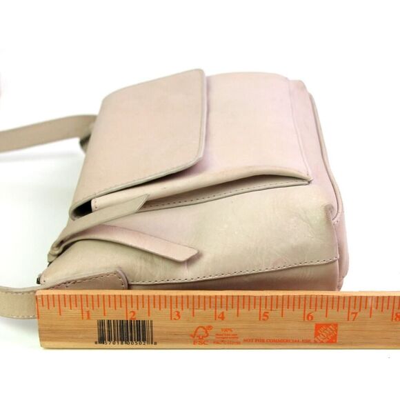 ABLE BRAZIL BEIGE REAL LEATHER ZIP TOP X-BODY PURSE SHOULDER BAG HANDBAG - Picture 15 of 16